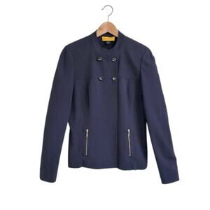 St John Gold Button Navy Blue Jacket Yellow Label Nautical Sz 4 Classic